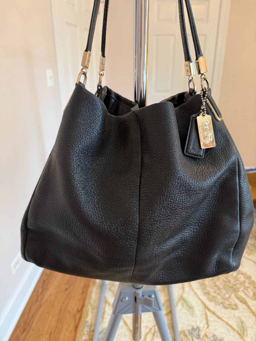 Coach Black Madison Phoebe Shoulder Bag Pebbled Leather